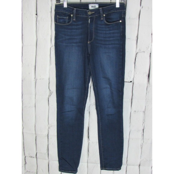 Denim - Paige Women Jeans Size 27 Blue Hoxton Ankle Mid Rise Faded Original Denim